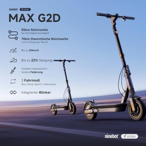 Segway-Ninebot MAX G2 D Electric Scooter for Adults – 70 km Range, 20 km/h Speed, Dual Suspension, Apple Find My, Road-Legal (EU) - Image 3