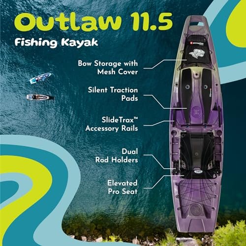 Perception Outlaw 11.5 Sit-On-Top Fishing Kayak – Fold-Away Frame Seat, 4 Rod Holders & Integrated Tackle Trays (11′ 6″, Moss Camo) - Image 5