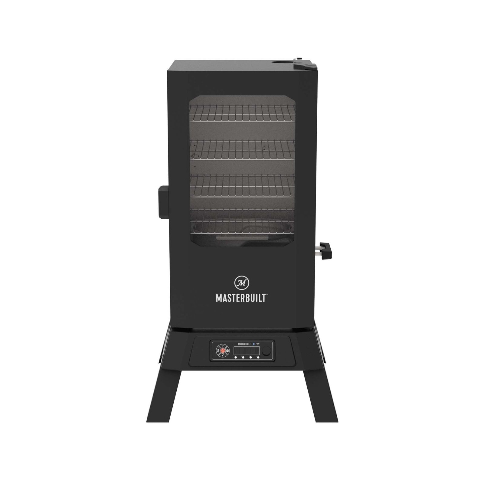 Masterbuilt 30-Inch Digital Electric Vertical Smoker – 710 Sq In Cooking Area, Side Wood Chip Loader, Digital Controls, Chrome Racks & Leg Kit – Model MB20070421, Black