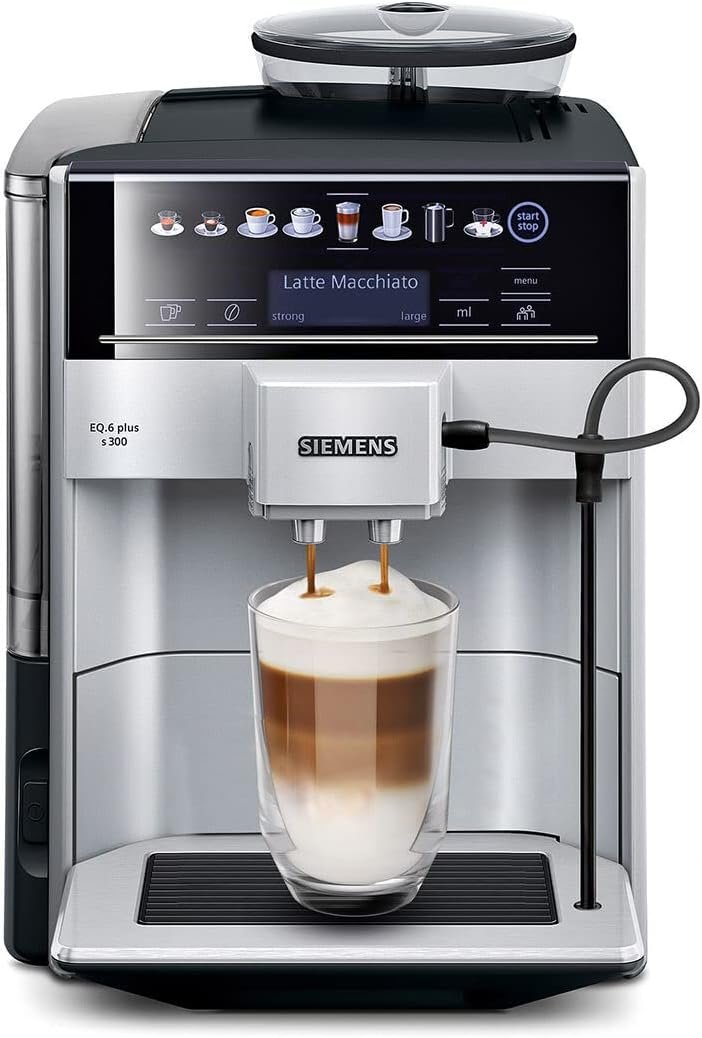 Siemens EQ 6 plus S300 TE653M11GB – Fully Automatic Bean-to-Cup Espresso Machine with Cappuccinatore & 10 One-Touch Beverages, 2 User Profiles (Titanium)