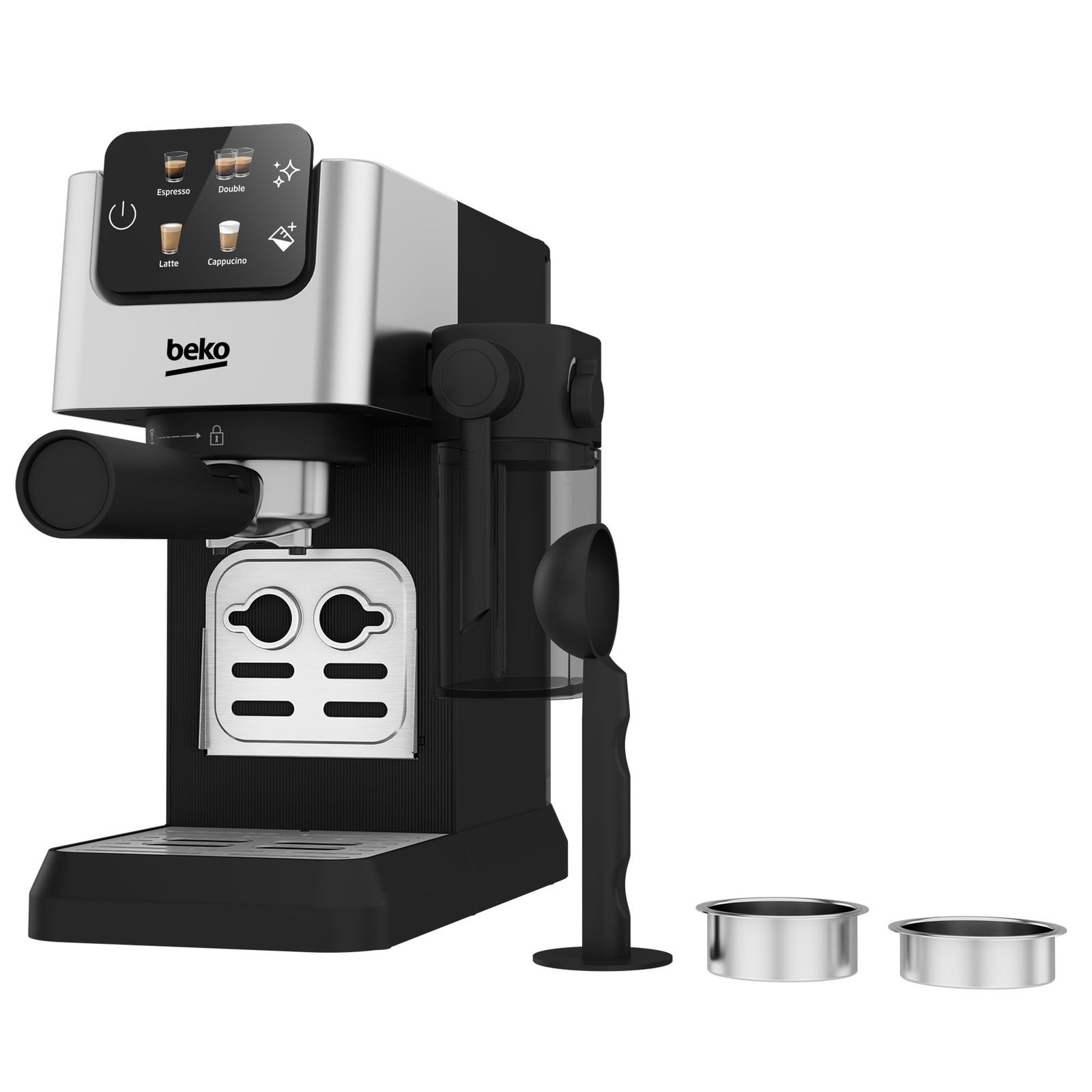 Beko CaffeExperto CEP5304X – Semi-Automatic Espresso Machine with Colour Touch Display & Integrated Milk Jug, Dual Nozzle, 15-Bar, Silver - Image 12