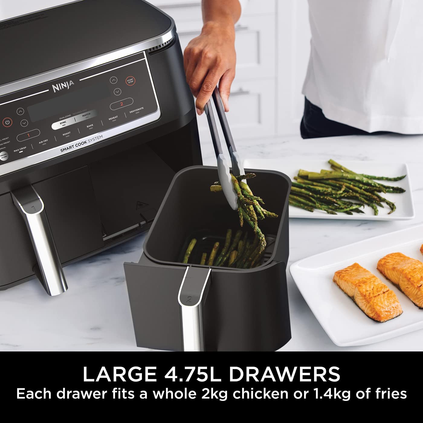 Ninja AF300UK Dual Zone Air Fryer - 7.6L, 2 Drawers, 6-in-1 Cooking, Energy Efficient, Oil-Free, Non-Stick, Dishwasher Safe, Black/Silver - Image 51