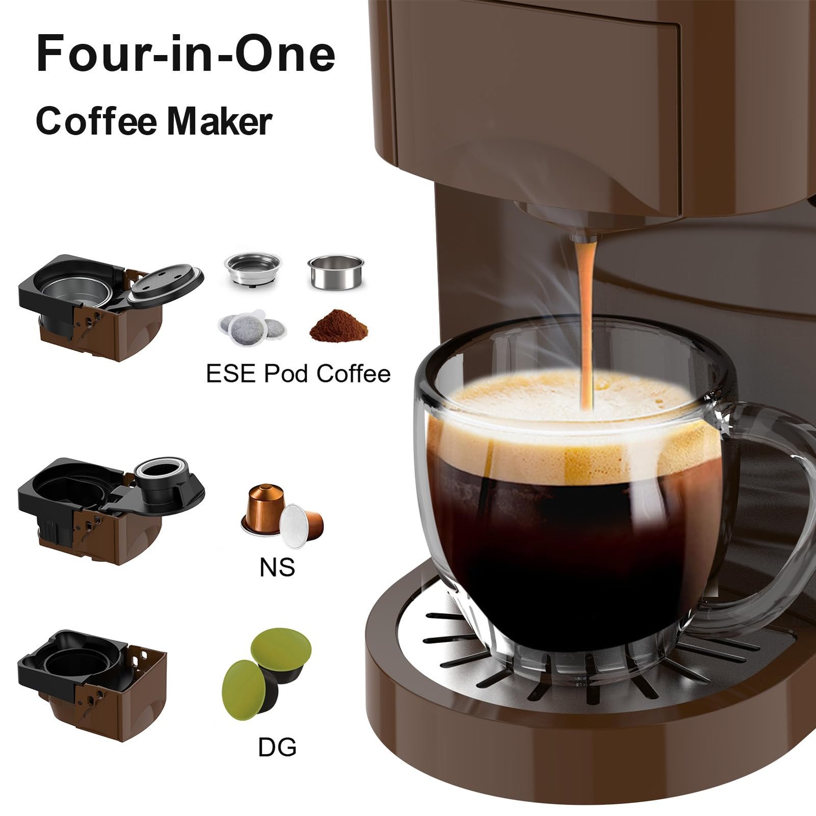 KOTLIE AC-513HF 5-in-1 19-Bar Multi-Capsule Espresso Machine – Compatible with Nespresso Original, Dolce Gusto, Lavazza Mio, L’OR, Ground & ESE Pods - Image 30