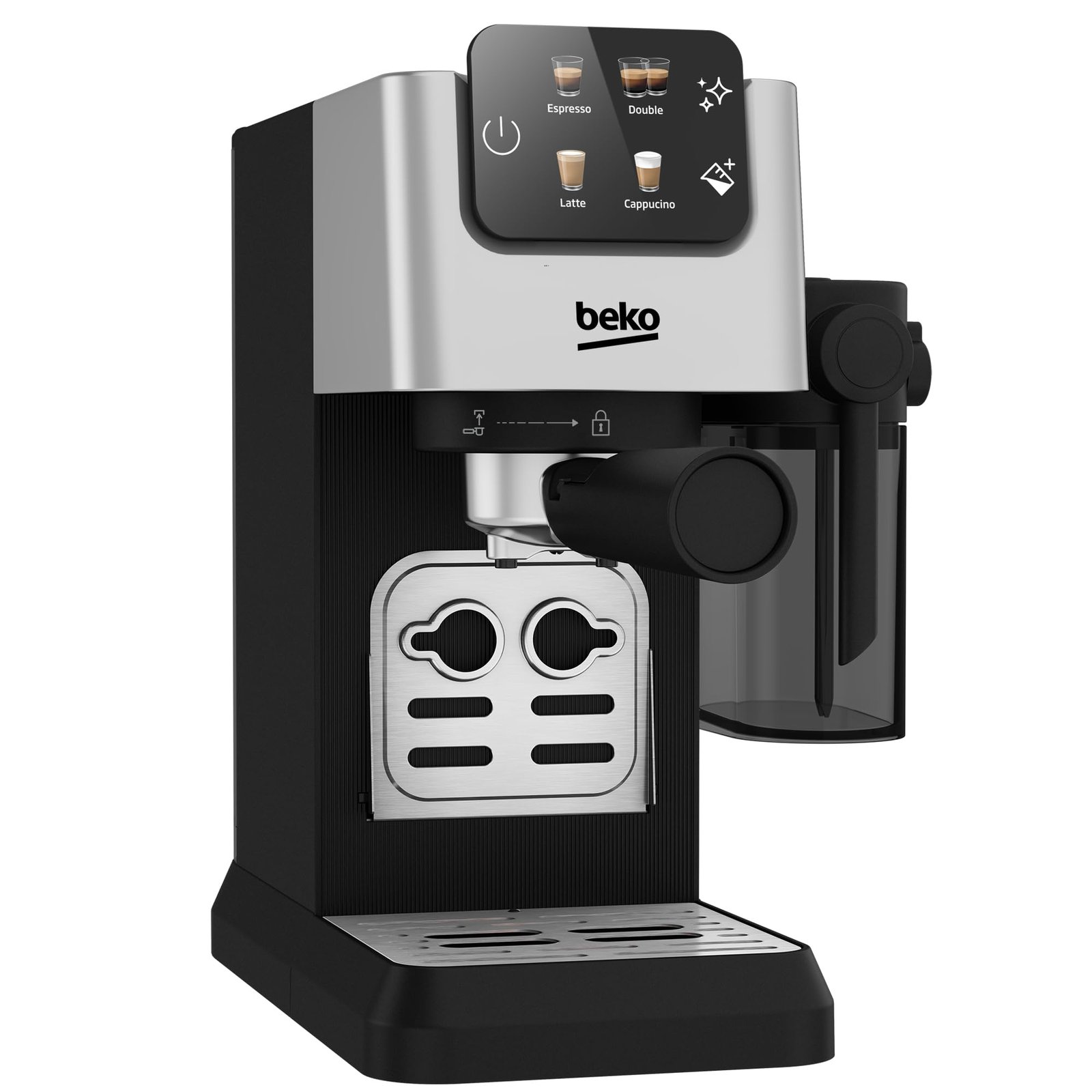 Beko CaffeExperto CEP5304X – Semi-Automatic Espresso Machine with Colour Touch Display & Integrated Milk Jug, Dual Nozzle, 15-Bar, Silver - Image 9