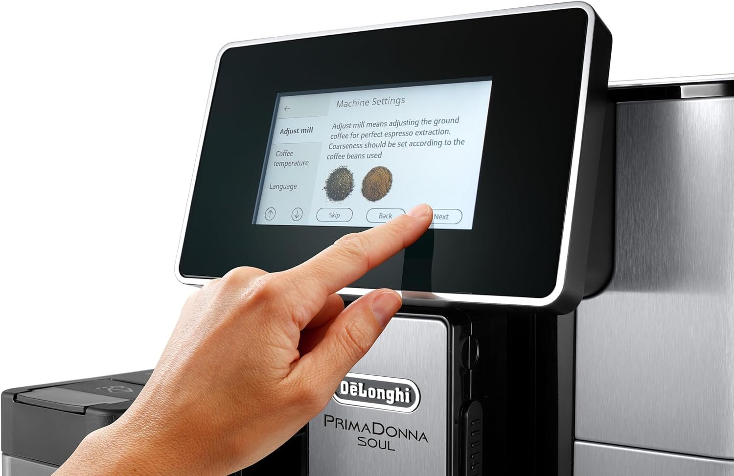 De’Longhi Primadonna Soul ECAM610.75.mb – Fully Automatic Bean-to-Cup Espresso & Cappuccino Maker with Bean Adapt Tech, 4.3″ TFT, 2.2 L Tank (Black/Silver) - Image 2