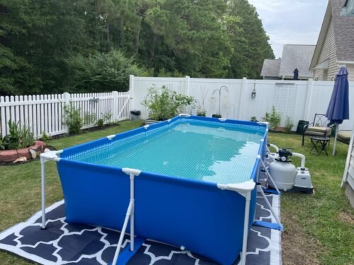 Intex 9.8ft x 6.6ft x 29.5in (300cm x 201cm x 75cm) Rectangular Above Ground Pool with Metal Frame & Flow Control Valve – Easy Setup Family Backyard Pool – 4,500L Capacity – Blue photo review