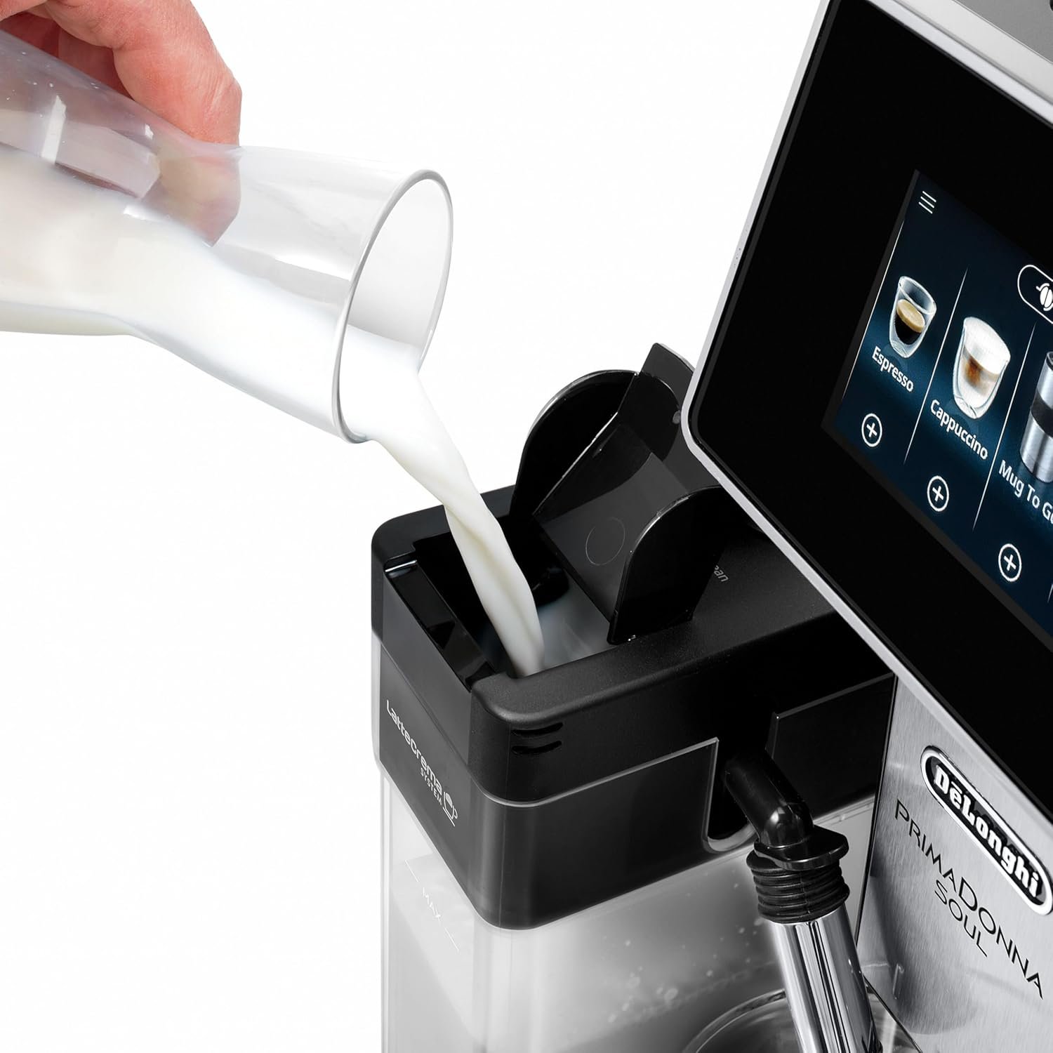 De’Longhi Primadonna Soul ECAM610.75.mb – Fully Automatic Bean-to-Cup Espresso & Cappuccino Maker with Bean Adapt Tech, 4.3″ TFT, 2.2 L Tank (Black/Silver) - Image 3