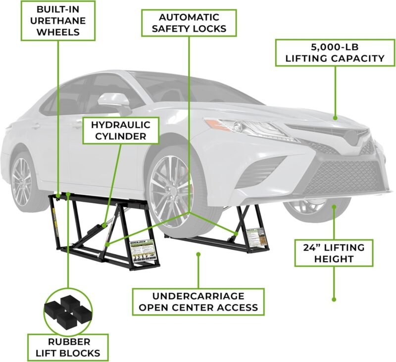 QuickJack 5000TL Portable Car Lift – 5,000 lb / 2,268 kg ALI Certified Capacity, 110V Power, 24" / 61 cm Lift Height, Low-Profile Design for Garage & Shop Use - Image 3