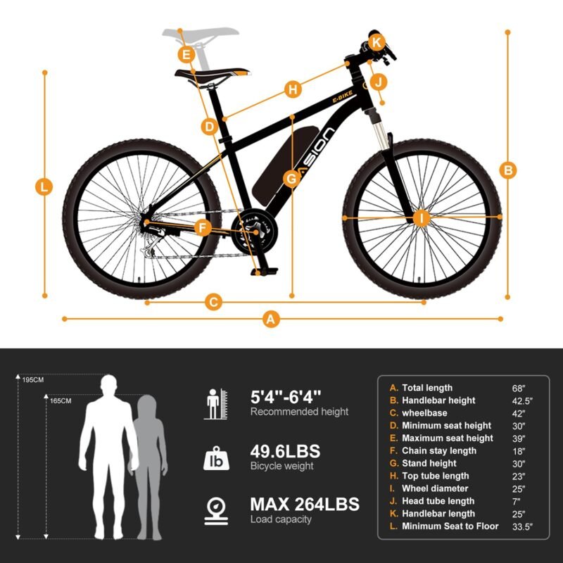 Jasion EB5 26″ / 66 cm Electric Bike – 350 W Motor, Removable 36 V Battery, 40 mi / 64 km Range - Image 19