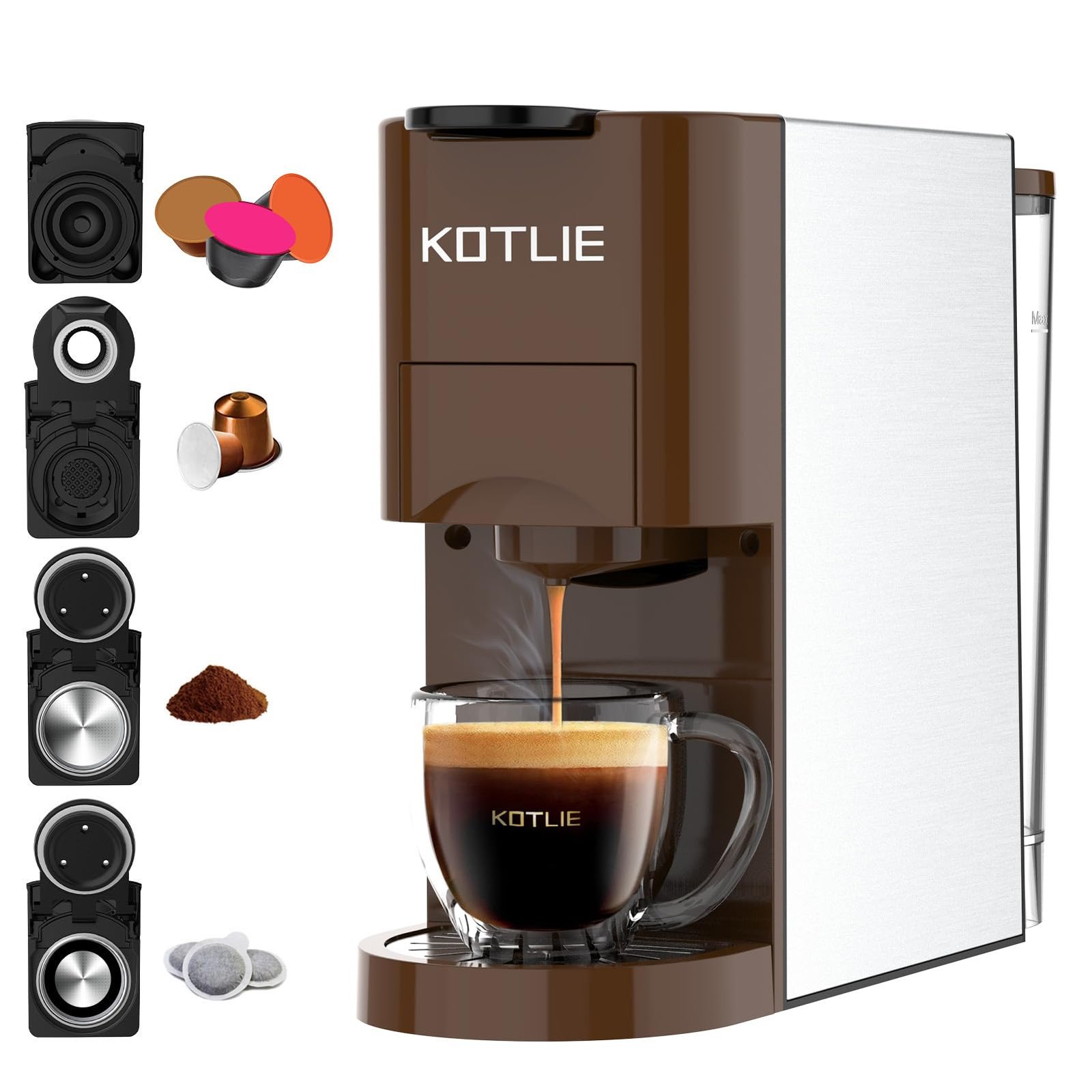 KOTLIE AC-513HF 5-in-1 19-Bar Multi-Capsule Espresso Machine – Compatible with Nespresso Original, Dolce Gusto, Lavazza Mio, L’OR, Ground & ESE Pods - Image 6