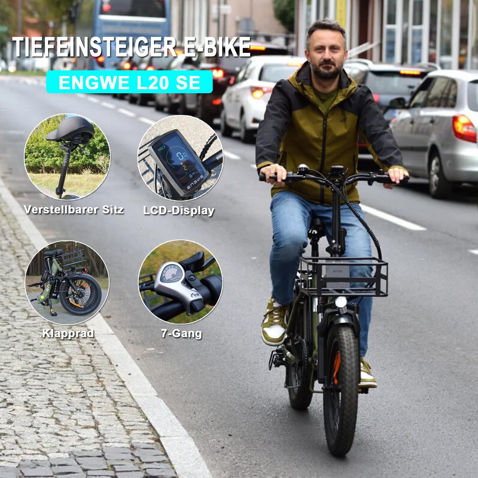 ENGWE L20 SE 20″ Folding Fat-Tyre E-Bike – 250 W motor, 36 V 15.6 Ah battery (140 km range), 25 km h⁻¹ top-speed - Image 16