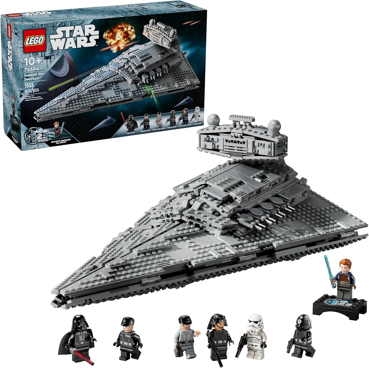LEGO Star Wars Imperial Star Destroyer 75394 Building Set, 1,555 Pieces – Starship Model with 7 Minifigures Including Darth Vader & Cal Kestis – Birthday Gift for Kids Ages 10+