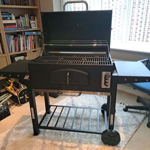 VonHaus XL Charcoal BBQ Grill & Smoker – Portable Barbecue with Warming Rack, Side Shelves, Wheels, Temperature Gauge – Outdoor Cooking for Meat, Fish & Veg photo review