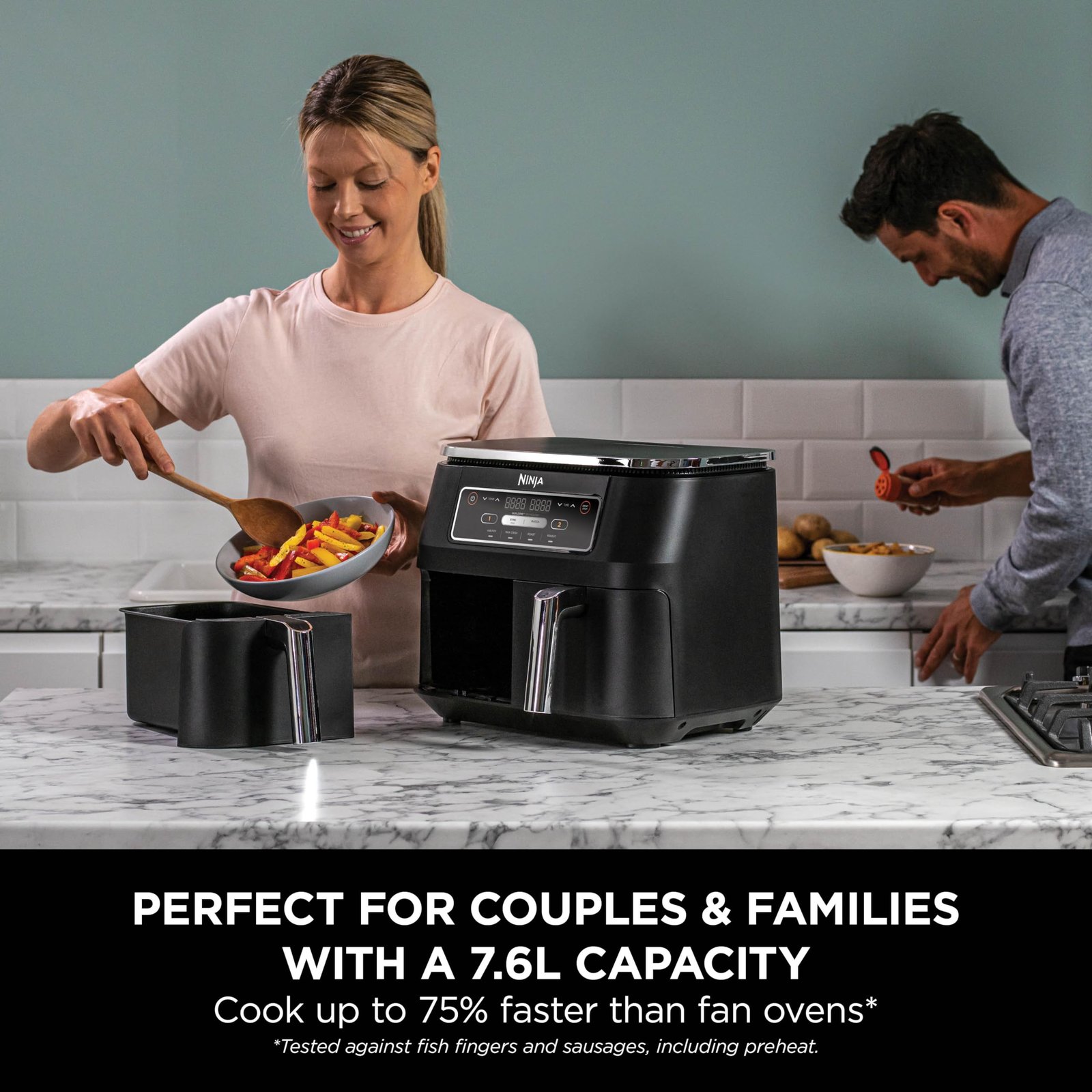 Ninja AF300UK Dual Zone Air Fryer - 7.6L, 2 Drawers, 6-in-1 Cooking, Energy Efficient, Oil-Free, Non-Stick, Dishwasher Safe, Black/Silver - Image 10
