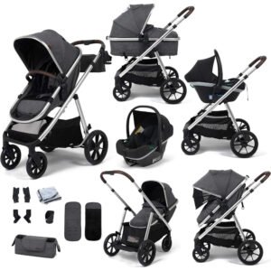 Babylo Zap Travel System Ride-on Board with i-Size Infant Carrier, Silver/Grey