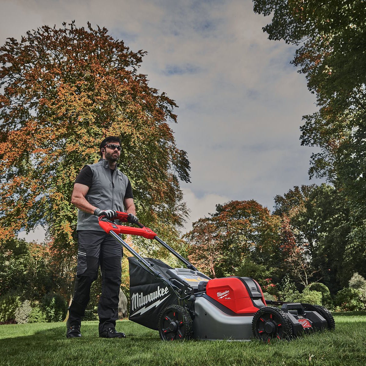 Milwaukee M18F2LM46-0 36V FUEL Brushless 46cm Self Propelled Lawn Mower with 2 x 12.0Ah Battery & Charger