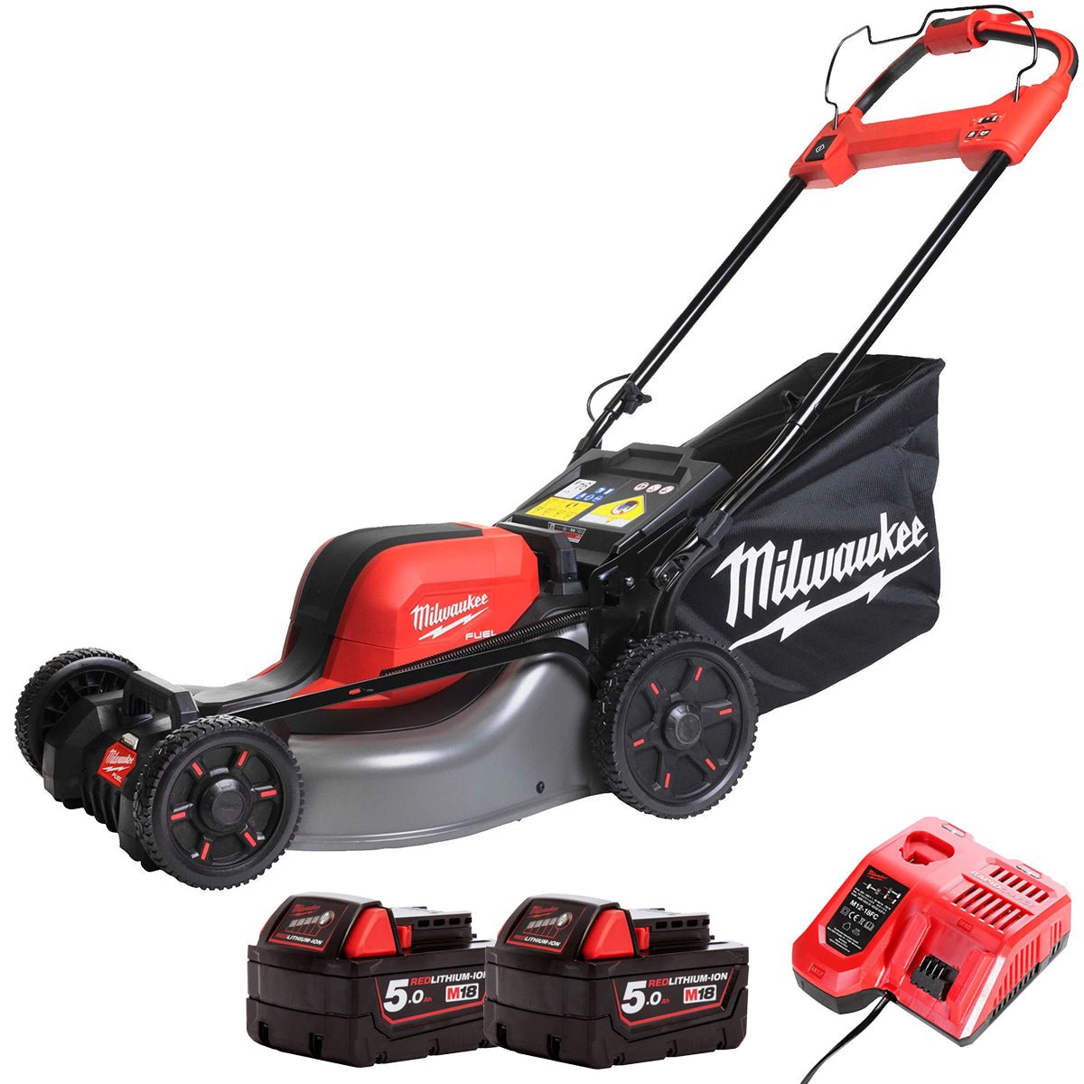 Milwaukee M18F2LM46-0 36V FUEL Brushless 46cm Self Propelled Lawn Mower with 2 x 5.0Ah Battery & Charger